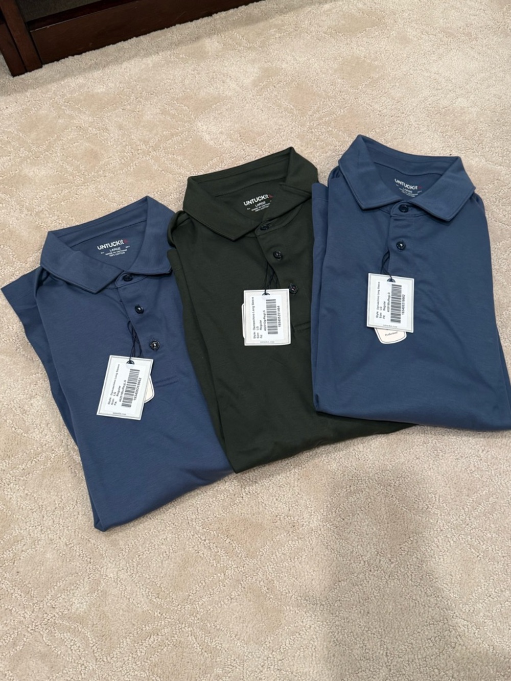 UNTUCKit Men's Polo long sleeves - Two Blue & Olive